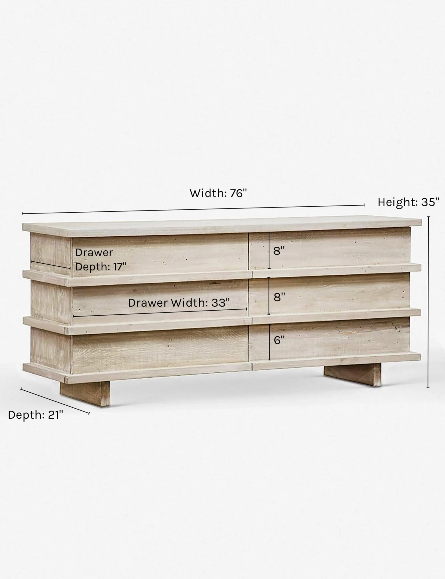 Corliss 6-Drawer Dresser, White Wash - Image 6